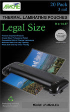Load image into Gallery viewer, Apache Laminating Pouches, 3 mil, Legal Size, 20 Pack - Apache