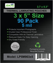 Load image into Gallery viewer, Apache Laminating Pouches, 5 mil, 3x5" Size, 90 Pack - Apache

