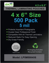 Load image into Gallery viewer, Apache Laminating Pouches, 5 mil, 4x6" Size, 500 Pack - Apache
