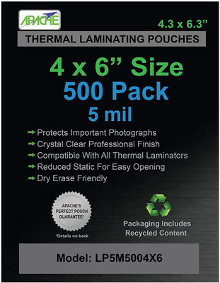Apache Laminating Pouches, 5 mil, 4x6