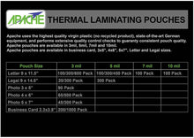 Load image into Gallery viewer, Apache Laminating Pouches, 5 mil, 4x6" Size, 65 Pack - Apache
