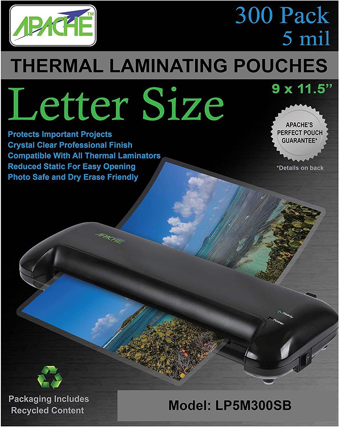 Apache Laminating Pouches, 5 mil, Letter Size, 300 Pack - Apache