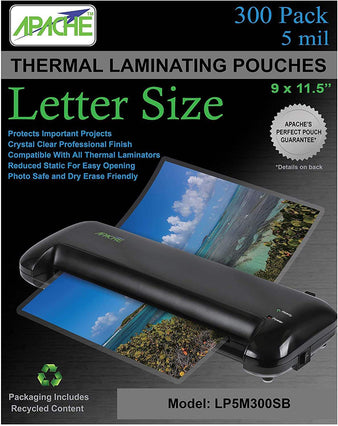 Apache Laminating Pouches, 5 mil, Letter Size, 300 Pack - Apache